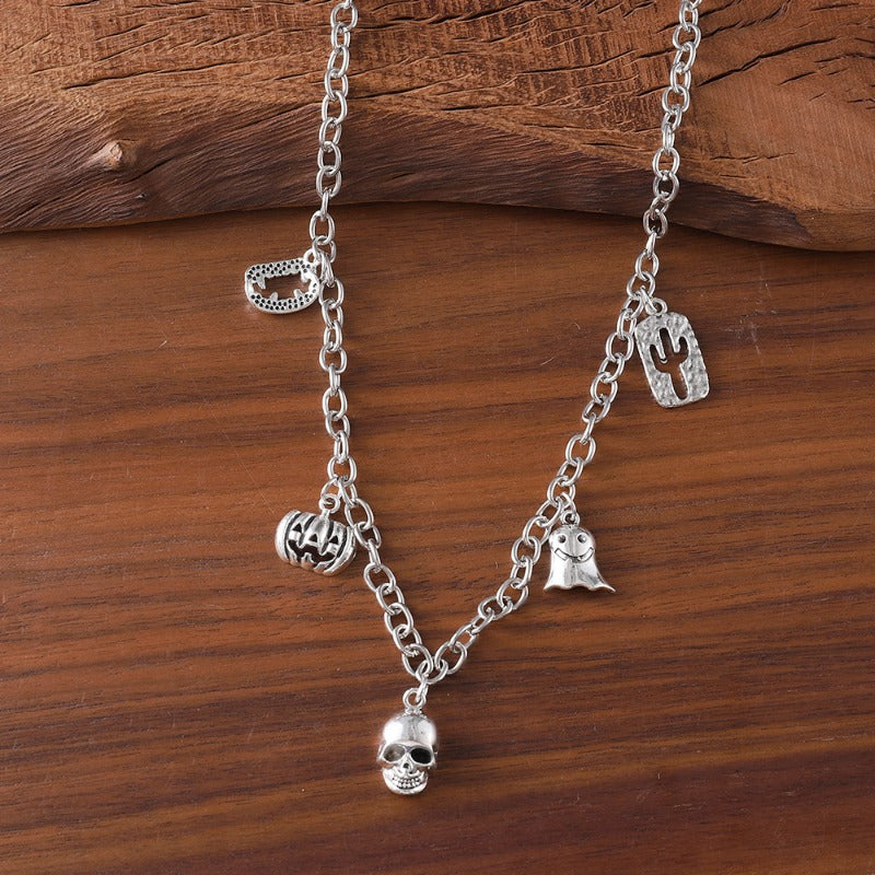 Wholesale Dark Multi-style Skull Boots Niche Fashion Alloy Retro Necklaces